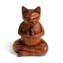 Wooden Carved Incense Burners - Med Yoga Cat