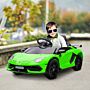 Homcom Lamborghini Licensed 12v Kids Electric Car W/ Butterfly Doors, Easy Transport Remote, Music, Horn, Suspension - Green