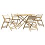 Vidaxl 5 Piece Folding Bistro Set With Cream White Cushions Bamboo