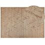 Area Rug Beige Jute Cotton 160 X 230 Cm Rectangular Geometric Pattern Handwoven