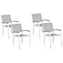 Set Of 4 Garden Chairs Grey And White Aluminium Frame Weather Resistant