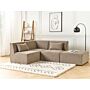 Modular Right Corner Sofa Taupe Corduroy With Ottoman 3 Seater Sectional Sofa