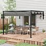 Outsunny 2 X 3(m) Lean To Pergola, Metal Pergola With Retractable Roof For Grill, Deck