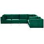 Left Hand Modular Corner Sofa Green Velvet 6 Seater L-shaped Silver Metal Legs