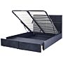 Bed Frame Black Velvet Eu King Size 6ft With Storage And Drawers