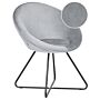 Accent Chair Grey Upholstery Velvet Round Seat