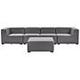 Garden Sofa Set Grey Fabric Upholstery 4 Seater With Ottoman Modular Pieces Outdoor Set