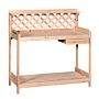 Outsunny Wooden Garden Potting Table With Drawer Flower Plant Work Bench Workstation Tool Storage Shelves Outdoor Grid