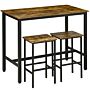 Homcom Industrial Bar Table Set, Breakfast Table With 2 Stools, 3-piece Counter Height Dining Table & Chairs For Kitchen, Rustic Brown