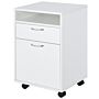 Homcom 60cm Storage Cabinet W/ Drawer Open Shelf Metal Handles 4 Wheels Office Home Organiser Mobile Printer White