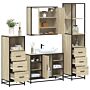 Vidaxl 4 Piece Bathroom Furniture Set Sonoma Oak Engineered Wood