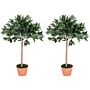 Outsunny 3ft Artificial Olive Tree Indoor Plant Greenery For Home Office Potted In An Orange Pot Set Of 2