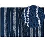 Shaggy Area Rug Blue And White Polypropylene 200 X 300 Cm Modern Striped Pattern