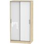 Contrast Double Sliding Wardrobe In White & Bardolino Oak