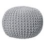 Pouf Ottoman Light Grey Knitted Cotton Eps Beads Filling Round Small Footstool 50 X 35 Cm