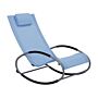 Rocking Sun Lounger Blue Steel Runners Garden Rocking Chair With Head Cushion