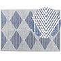 Area Rug Light Beige And Blue Wool Polyester 160 X 230 Cm Hand Woven Geometric Pattern