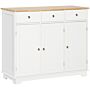 Homcom Modern Sideboard With Rubberwood Top, Buffet Cabinet With Storage Cabinets, Drawers And Adjustable Shelves, White