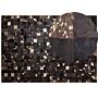 Rug Brown Genuine Leather 160 X 230 Cm Cowhide Multiple Squares Hand Crafted