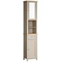 Bath Vida Priano 2 Door Tall Cabinet With Mirror, Grey & Oak