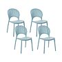 Set Of 4 Dining Chairs Plastic Blue Garden Stacking