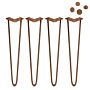 4 X 28" Hairpin Legs - 2 Prong - 10mm - Antique Copper