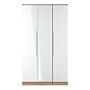 Milan Tall Triple Mirrored Wardrobe In White & Bardolino Oak