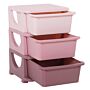 Homcom Kids Storage Units With Drawers 3 Tier Chest Vertical Dresser Tower Toy Organizer For Nursery Playroom Kindergarten Pink