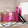 Vidaxl Bunk Bed Without Mattress With Slide And Curtains Pink 90x200 Cm