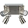 4 Light Ceiling Lamps Silver Metal Swing Arm Cone Shade Spotlight Design Square Rail