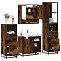 Vidaxl 4 Piece Bathroom Furniture Set Smoked Oak Engineered Wood