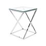 Side Table Silver Steel Frame Glass Square Top Geometric