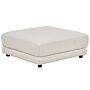 Ottoman Footstool Off-white Polyester Fabric Upholstered Square Minimalist Modern Sofa Element