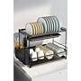 2-tier Dish Drainer Rack Drying Rack With Drainboards & Kitchenware Holder