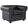 Chesterfield Armchair Black Genuine Leather