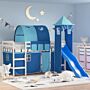 Vidaxl Kids' Loft Bed With Tower Blue 80x200 Cm Solid Wood Pine