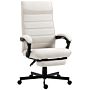 Vinsetto High-back Home Office Chair, Linen Swivel Reclining Chair With Adjustable Height, Footrest And Padded Armrest For Living Room Cream White