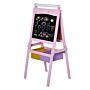 Homcom 3 In 1 Kids Wooden Art Easel With Paper Roll Double-sided Chalkboard & Whiteboard With Storage Baskets Gift For Toddler Girl Age 3 Years+ Pink