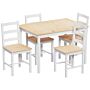 Yorkshire 4 Seater Dining Set, White & Pine