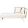 Chaise Lounge White Right Hand Polyester Fabric Upholstery With Decorative Cushions Metal Legs