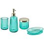 4-piece Bathroom Accessories Set Blue Glass Glam Soap Dispenser Soap Dish Toothrbrush Holder Cup