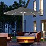 Outsunny Led Patio Umbrella, Lighted Deck Umbrella With 4 Lighting Modes, Solar & Usb Charging, Charcoal Grey