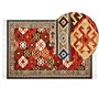 Wool Area Rug Multicolour 80 X 150 Cm Hand Woven Kilim Rug