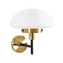 Wall Lamp Black Gold White Glass Iron 32 Cm Half Globe Shade Bedside Table Light Retro Classic