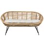 2-seater Sofa Natural Rattan Light Beige Cotton Cushion Medium Resistance