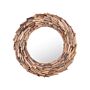 Decorative Wall Mirror Light Wood Ø 56 Cm Round Frame