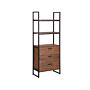 Bookcase With Drawers Dark Wood Black Frame 158 X 61 Cm