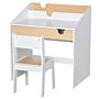 Homcom Kids Desk And Chair Set 2 Pieces Children Study Table With Storage Pull-out Drawer Bookshelf For 3-6 Years Writing, Reading, Drawing