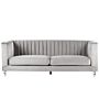 Sofa Light Grey 3 Seater Velvet Tuxedo Style Quilting