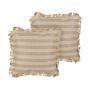 Set Of 2 Decorative Cushions Beige Jute 45 X 45 Cm Woven Removable With Zipper Fringe Edge